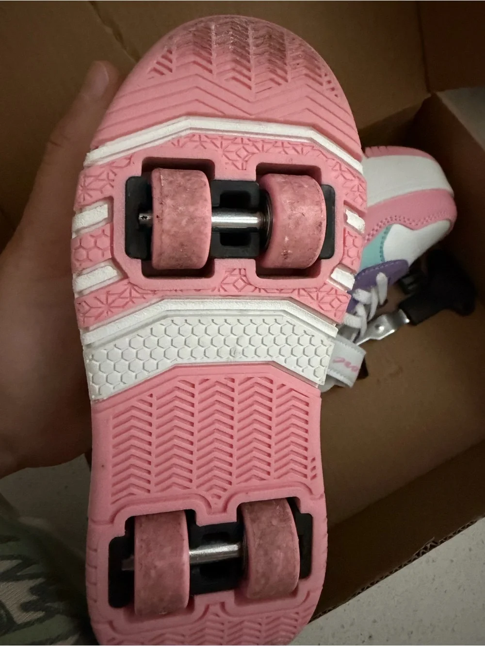 Kids Pink & Purple Light-Up Roller Shoes with Aqua Accents